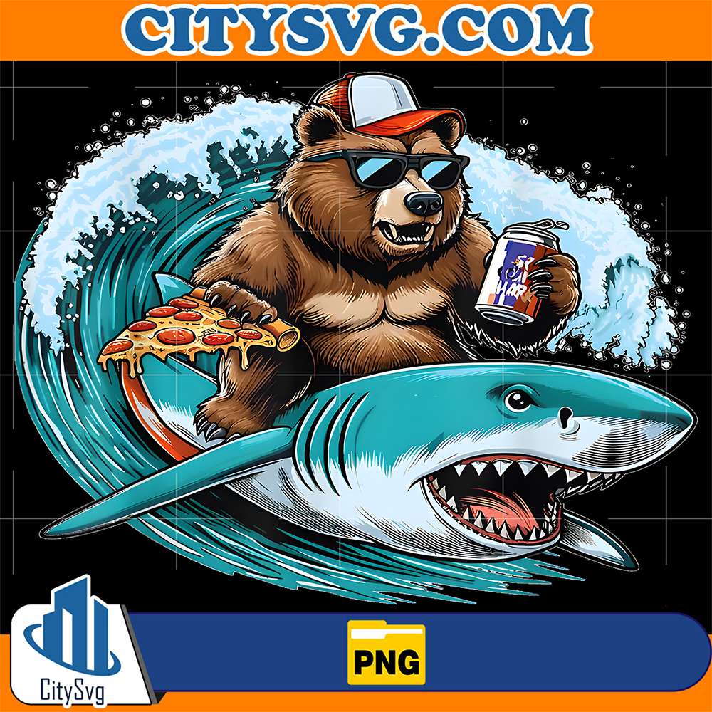 Bear-Shark-Pizza-Beer-Wave-Fun-Png