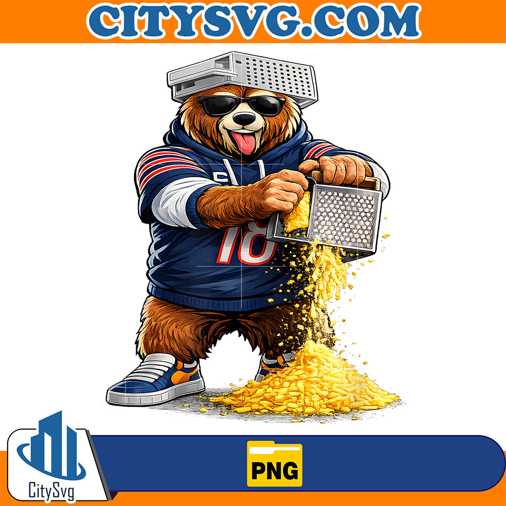 Bear with Cheese Grater Hat And Sunglasses Png CitySvg