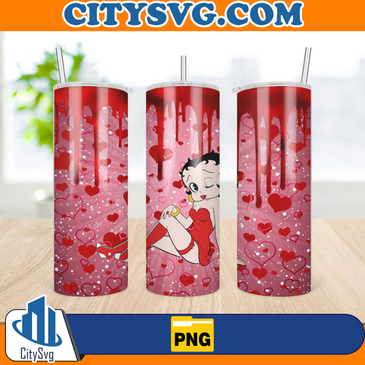 BettyBoop20ozSkinnyValentineTumblerSublimationDesignsPng