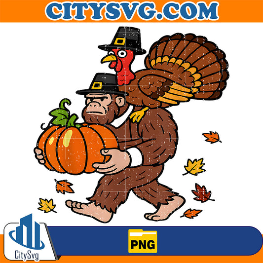 Bigfoot-Pilgrim-Turkey-Pumpkin-Thanksgiving-Party-Png
