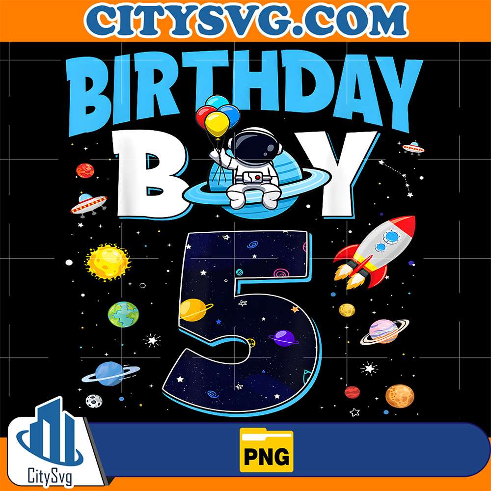 Birthday-Boy-5-Year-Old-Space-Astronaut-5th-Birthday-Boy-Png