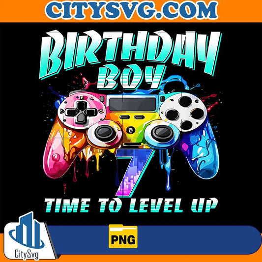 Birthday-Boy-Time-To-Level-Up-Gamer-Video-Game-7-Years-Old-Png