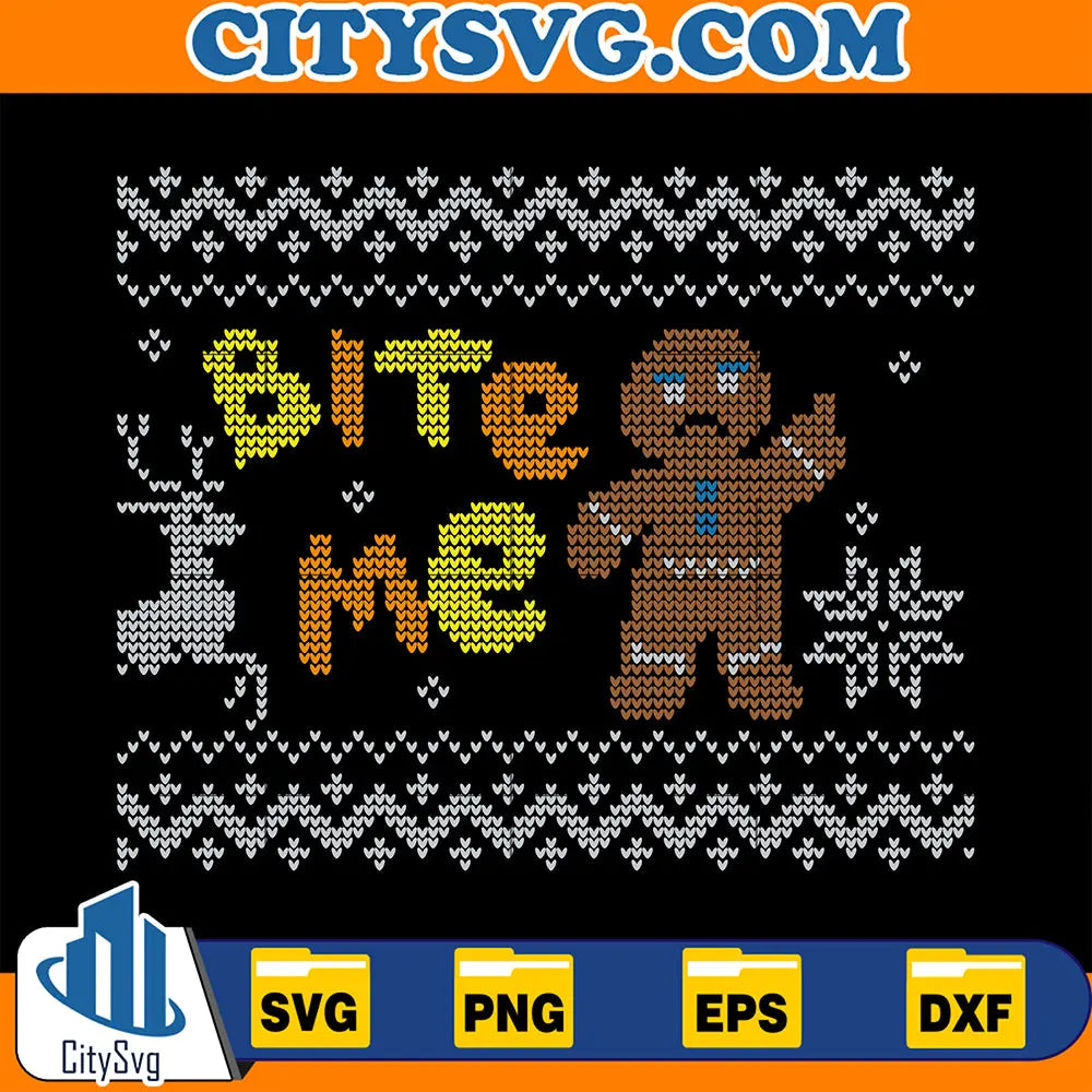 BiteMeGingerbreadUglyChristmasSvg