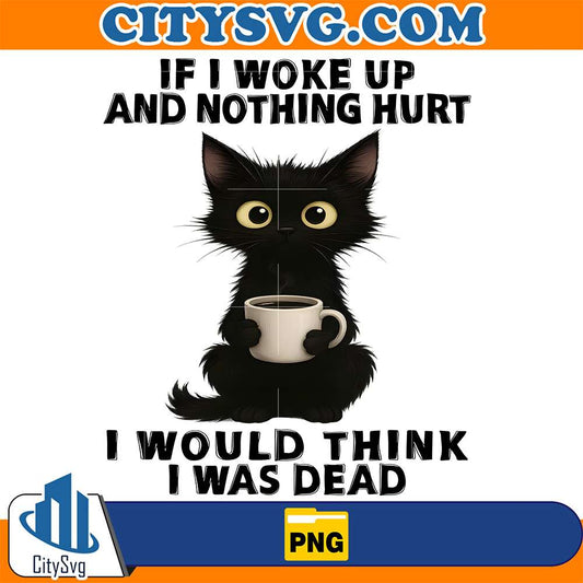 Black-Cat-If-I-Woke-Up-And-Nothing-Hurt-I-Would-Think-I-Was-Dead-Png