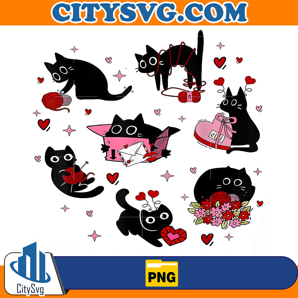 Black Cats Valentine Png CitySvg