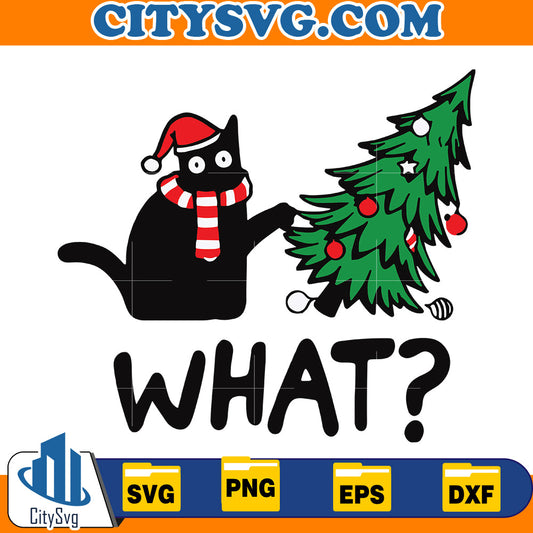 Black Cat What Christmas Svg CitySvg