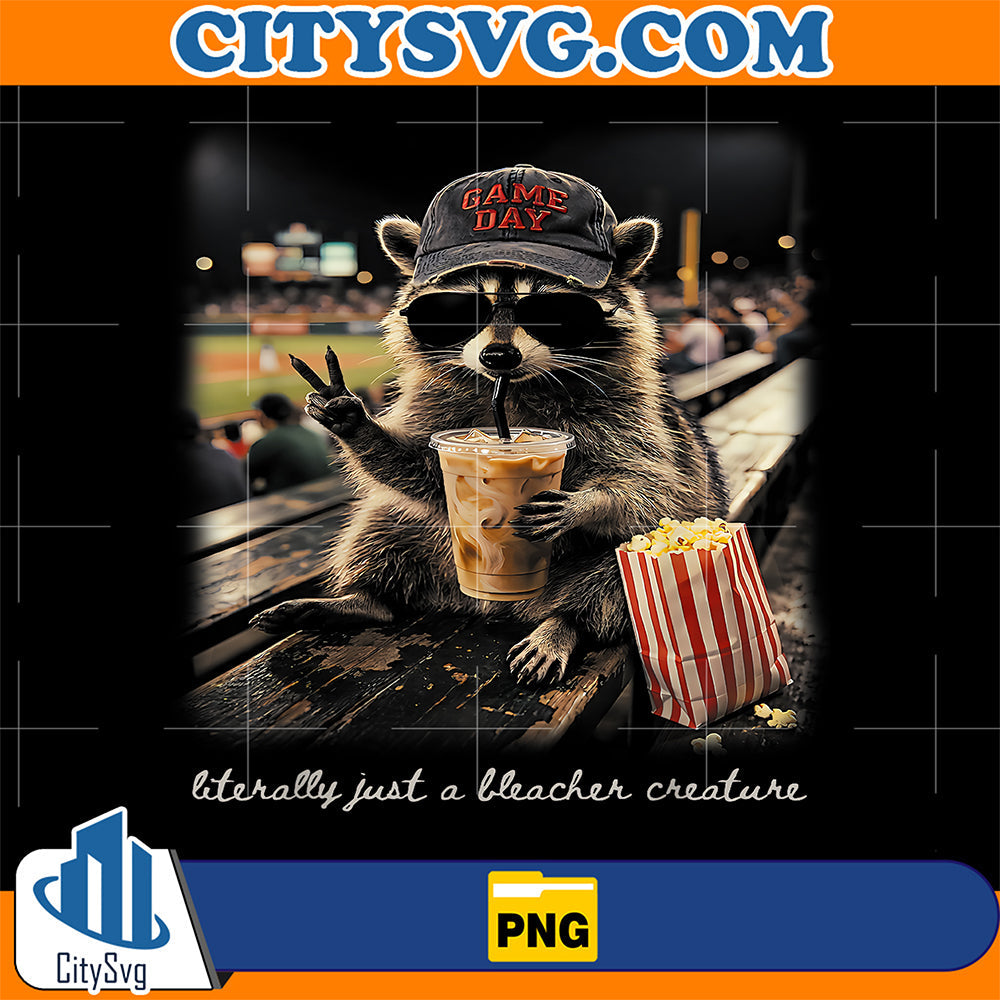 Bleacher-Creature-Raccoon-Game-Day-Popcorn-Png