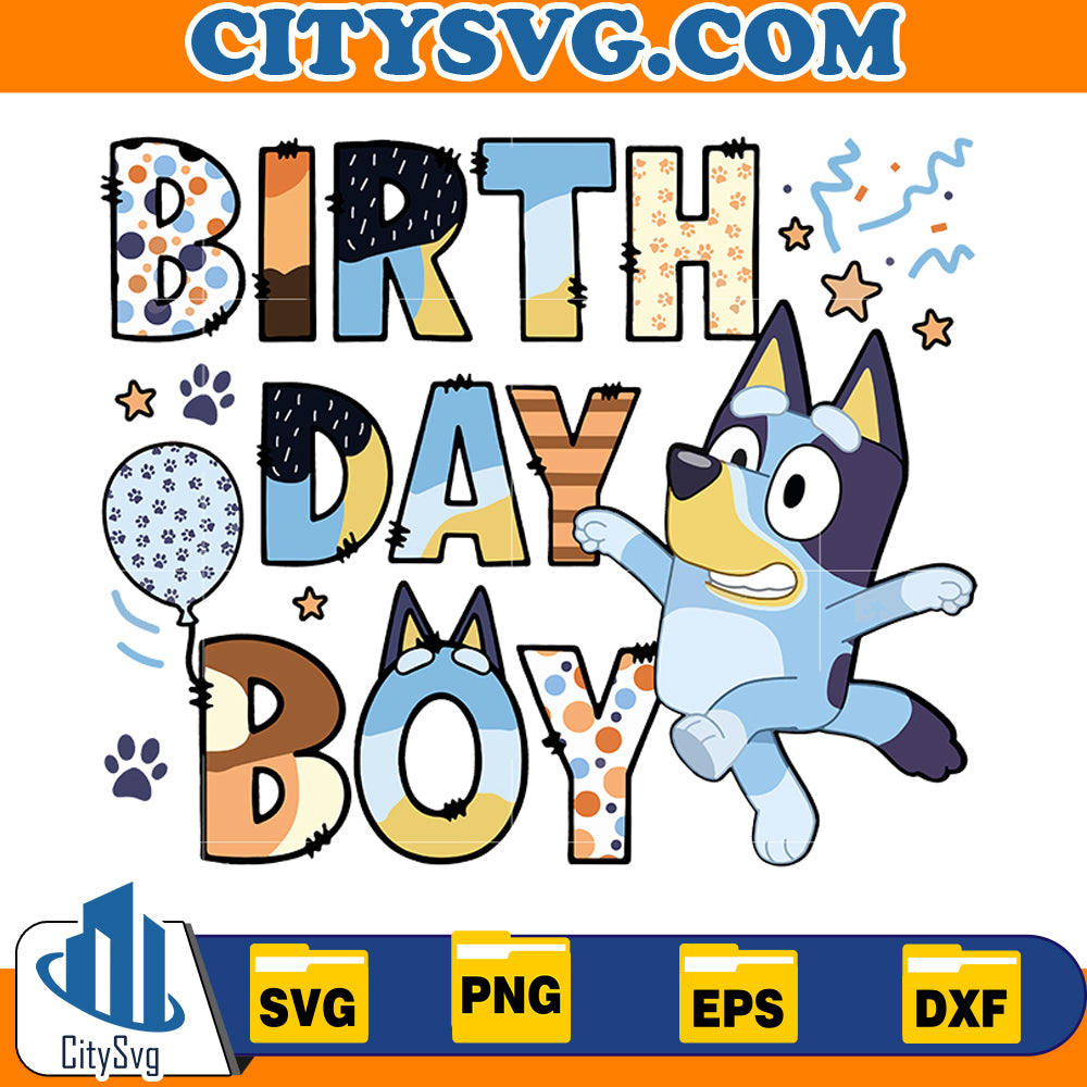 Bluey Happy Birthday Boy svg