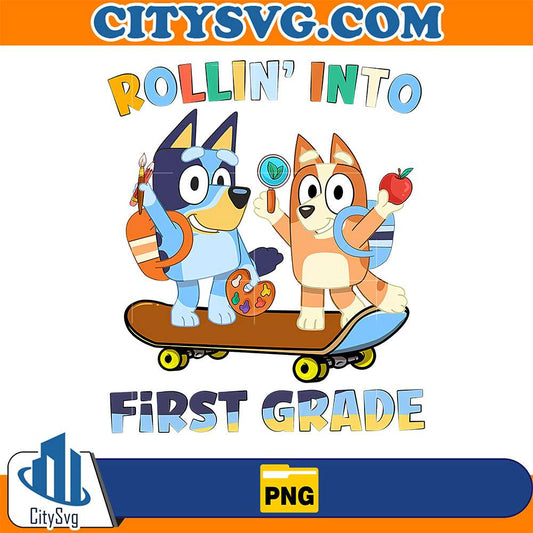 Bluey-And-Bingo-Rollin-Into-First-Grade-Png