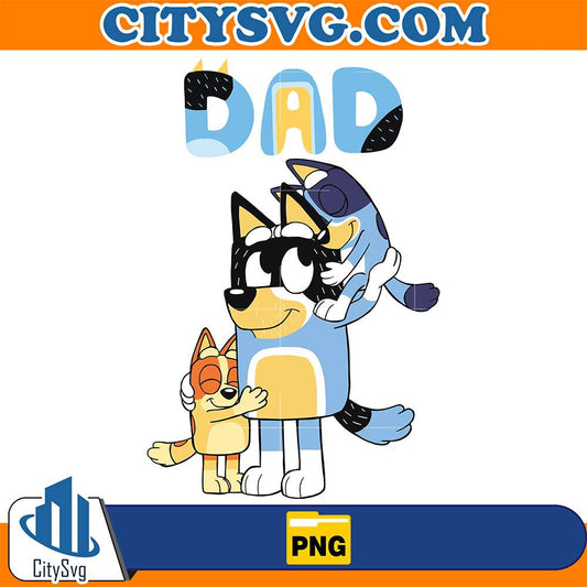 Bluey-Dad-Playing-Son-And-Daughter-Png