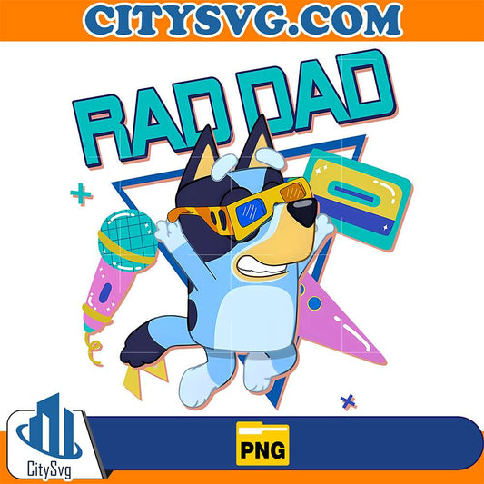 Bluey-Rad-Dad-Bandit-Heeler-Dancing-Png