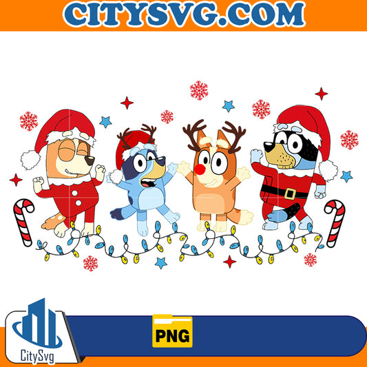 Bluey Dog & Friends Png, Christmas Blue Family Png