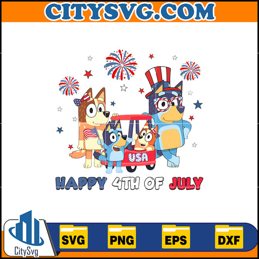 BlueyFamilyHappy4thofJulySvg