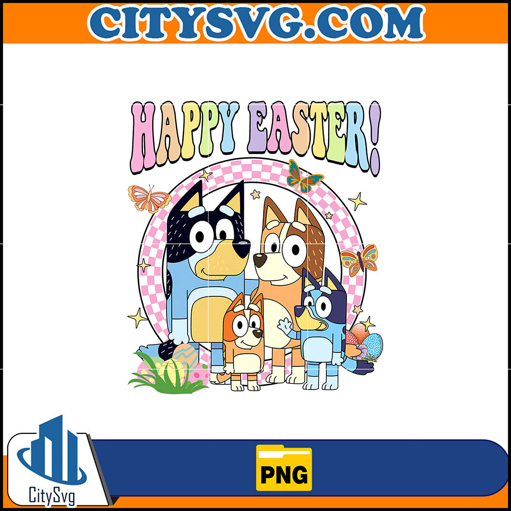 BlueyFamilyHappyEasterPng