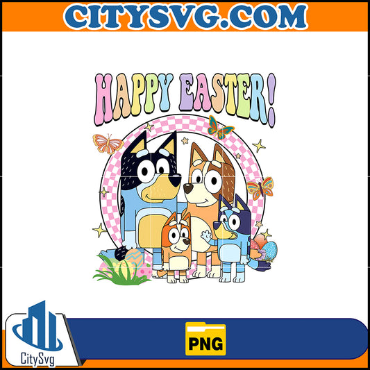 BlueyFamilyHappyEasterPng