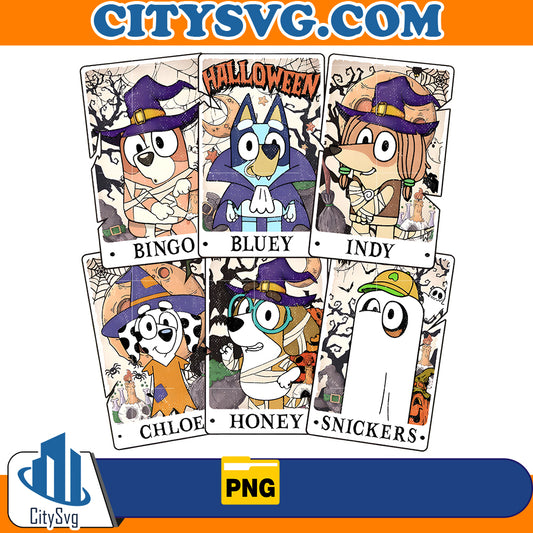 Halloween Bluey Tarot Cards Png