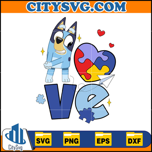 BlueyLoveAutismSvg