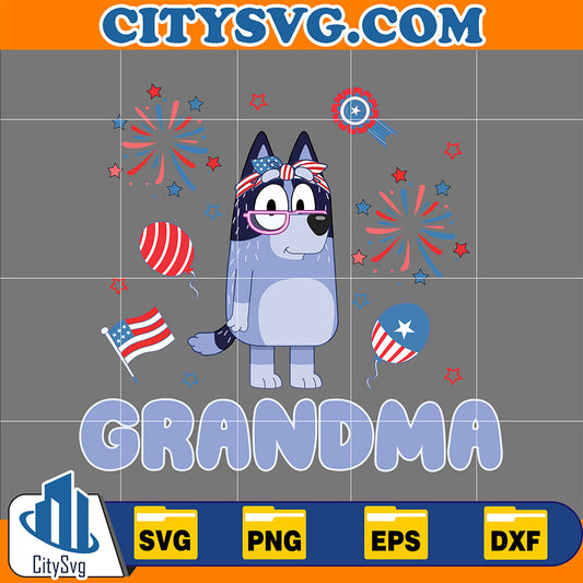 BlueyNanaGrandma4thOfJulySvg