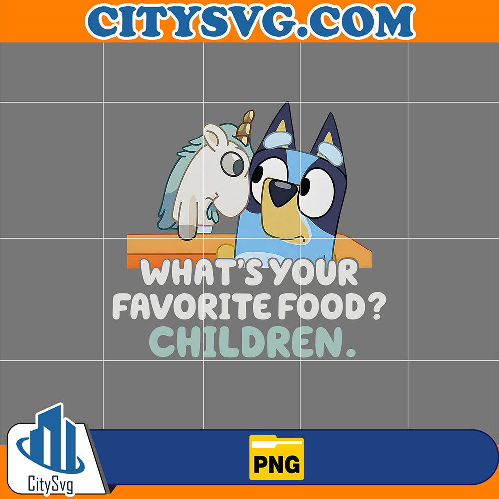  BlueyUnicorseWhat_sYourFavoriteFoodChildrenPng