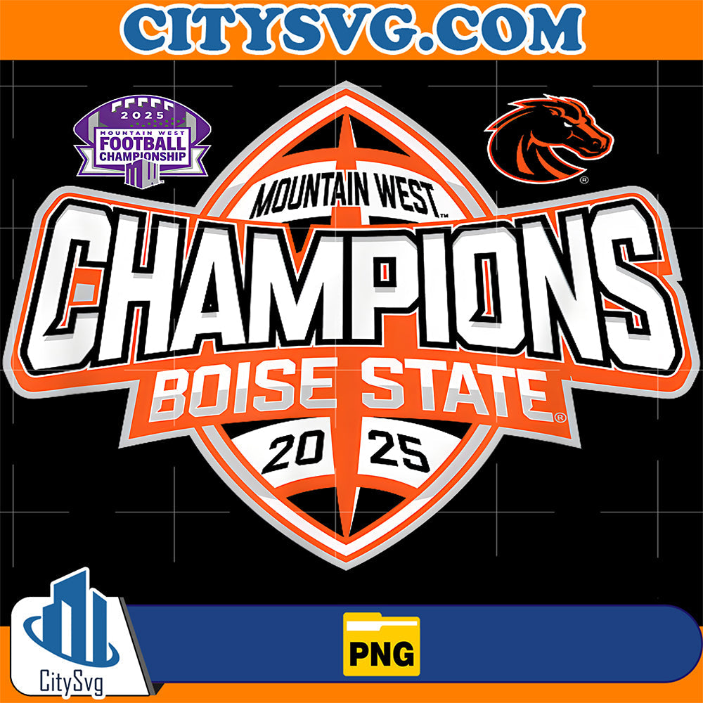 Boise State Broncos Mountain West Champs 2025 Football Png CitySvg