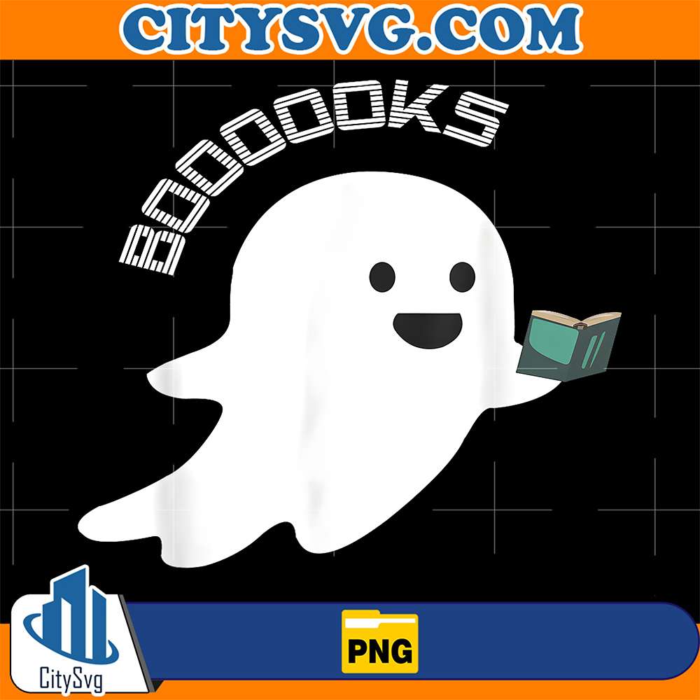 Books-Boo-Ghost-Reading-Funny-Halloween-Book-Lover-Png