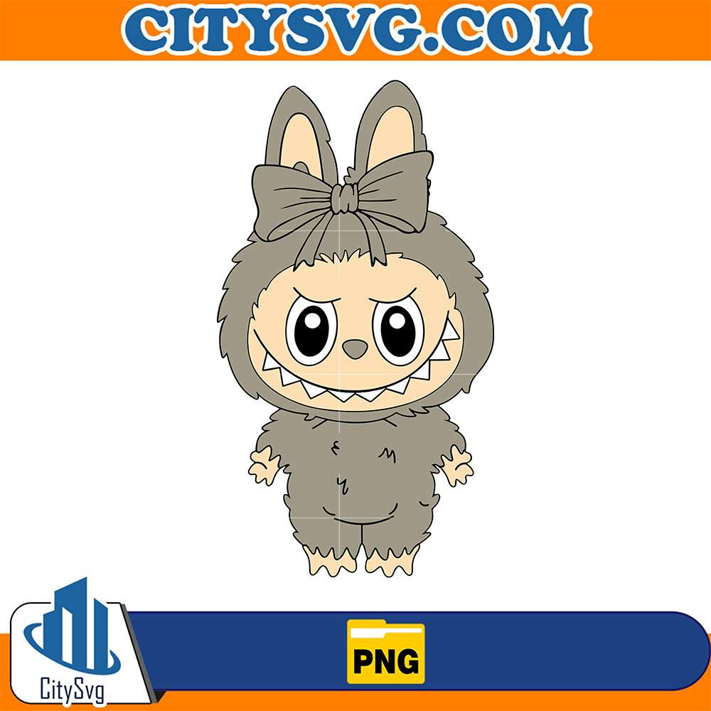 Brown-Bunny-Labubu-With-Bow-Png