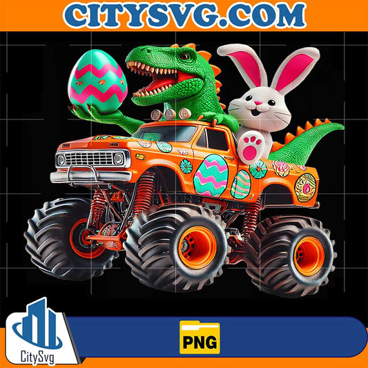 Bunny-T-rex-Easter-Monster-Truck-Dino-Boys-Kids-Cute-Png