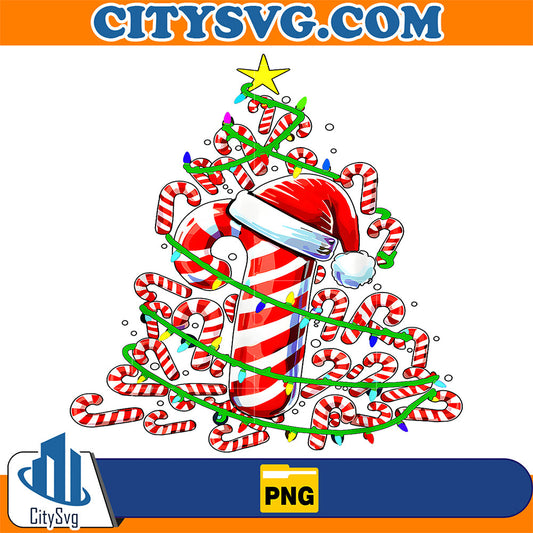 Candy Cane Christmas Tree Lights Santa Png CitySvg