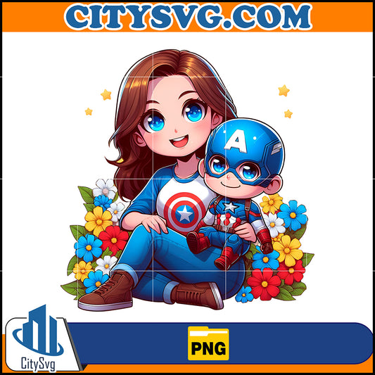 MomAndBoySuperheroPng_CaptainAmericaPng