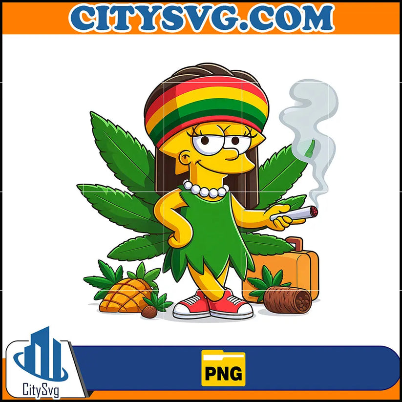 Cartoon Lisa Simpson Png, High Quality Cartoon Rasta Digital Designs ...