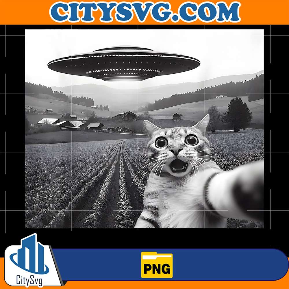 Cat-Selfie-With-Alien-UFO-Png