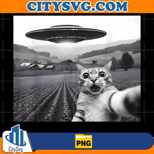 Cat-Selfie-With-Alien-UFO-Png