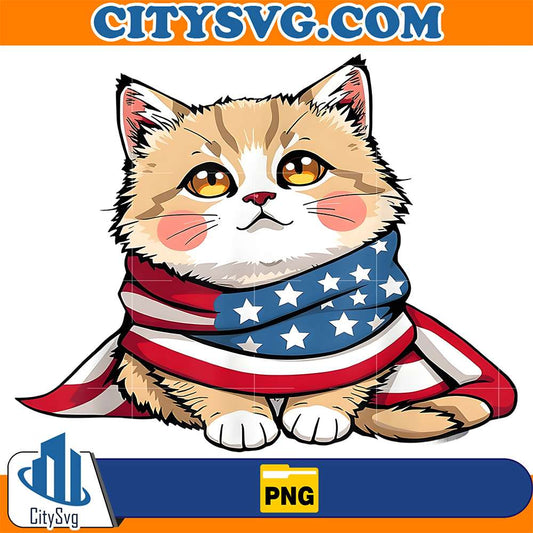 Cat-Summer-Flag-US-Memorial-Day-Png