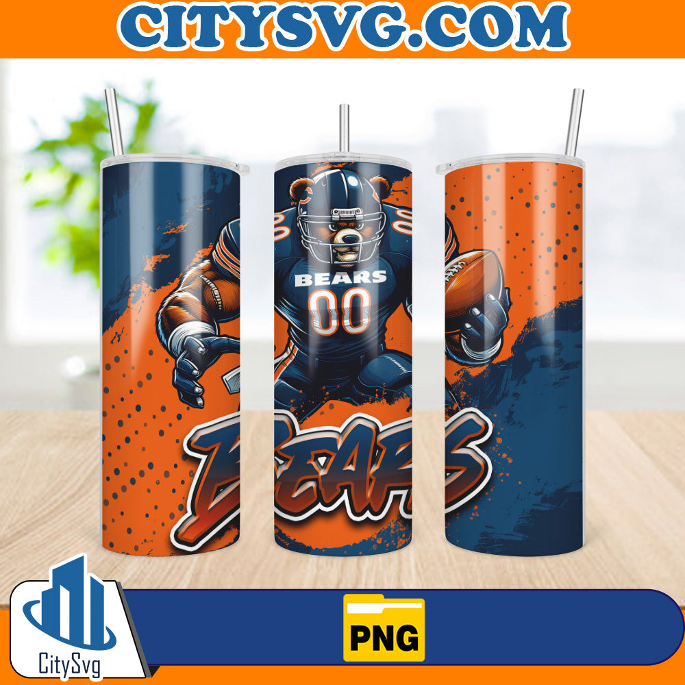 ChicagoBearsTumblerWrap20ozSkinnySublimationPng