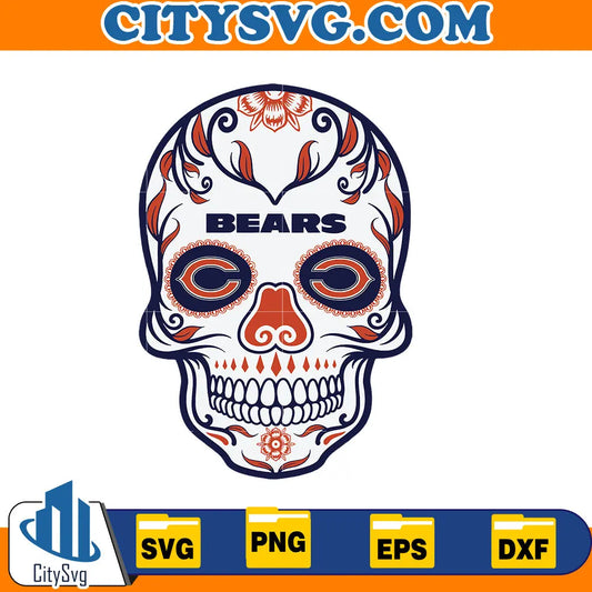 Skull Chicago Bears Svg CitySvg