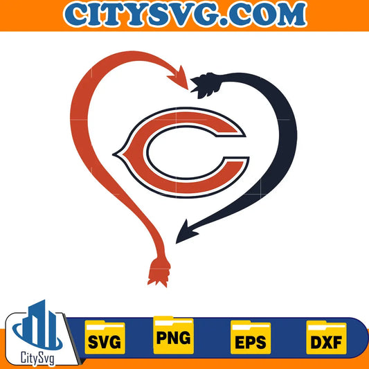 Heart Chicago Bears Svg CitySvg