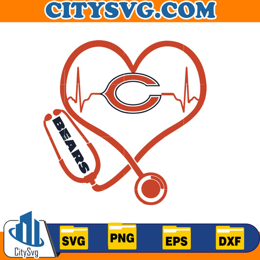 Heart Chicago Bears Svg