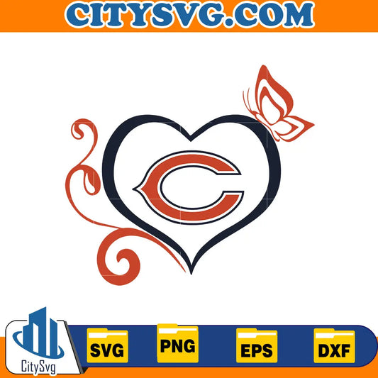 Heart Chicago Bears Svg CitySvg