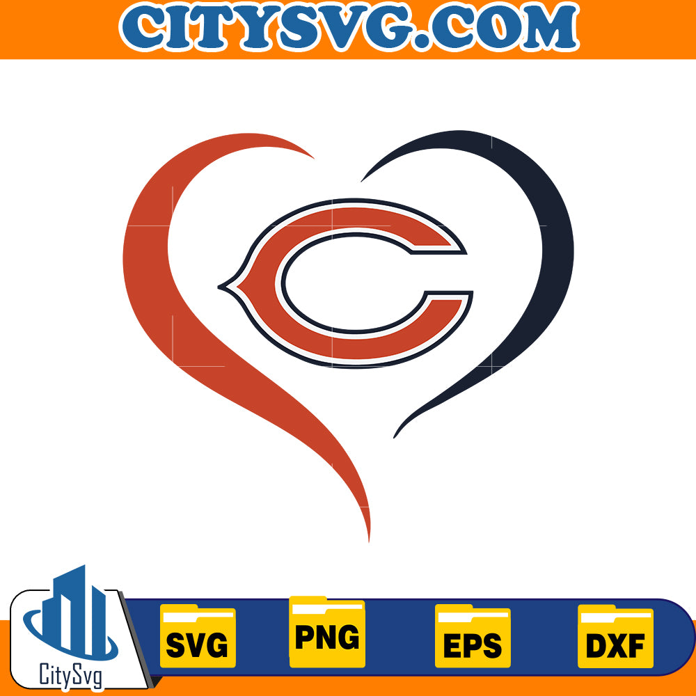 Heart Chicago Bears Svg