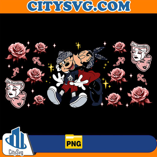 ChicanoAlwaysAndForeverCholoCartoonMickeyCouple16ozGlassCanValentinePng