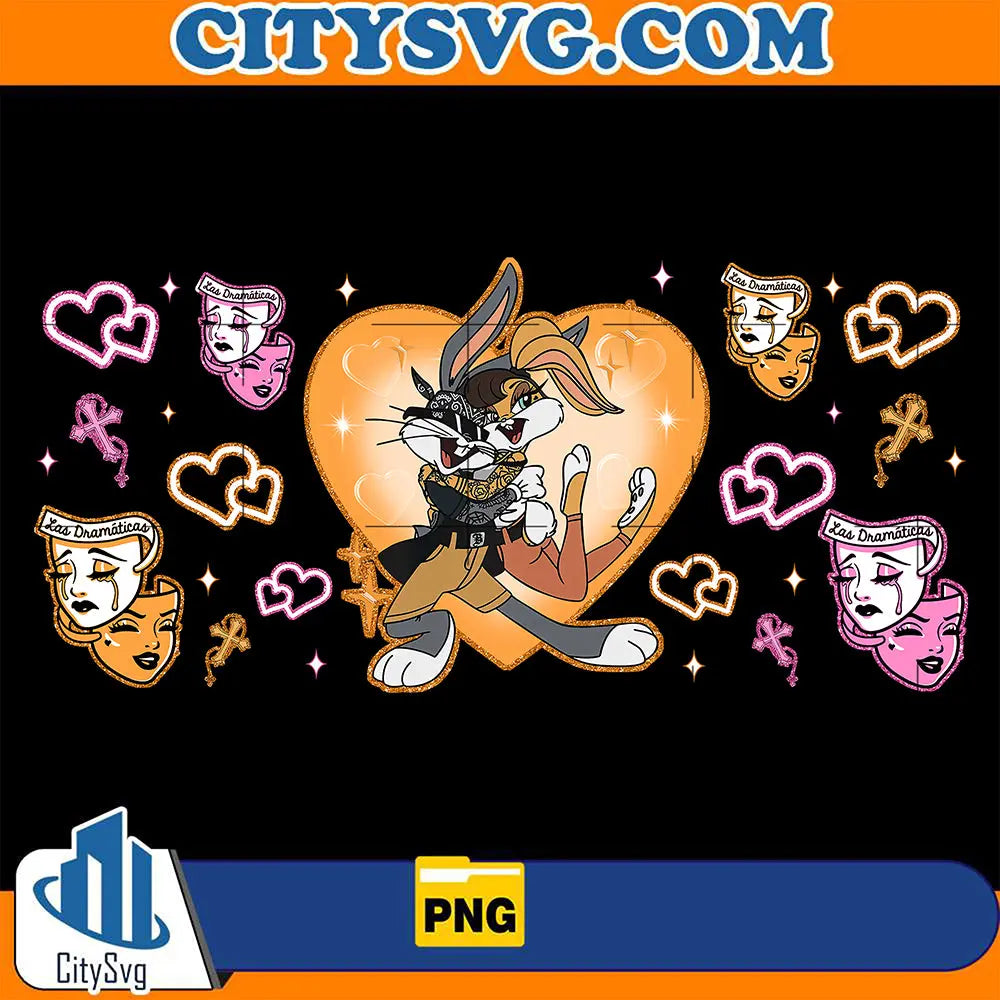 Chicano Cholo Cartoon Bugs Bunny Couple 16oz Glass Can Valentine Png ...