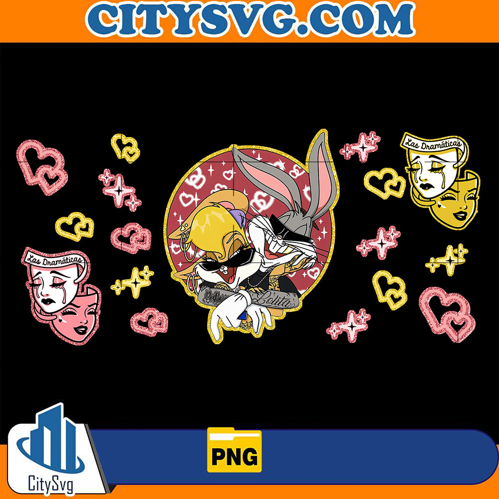 ChicanoCholoCartoonBugsBunnyCouple16ozGlassCanValentinePng_2