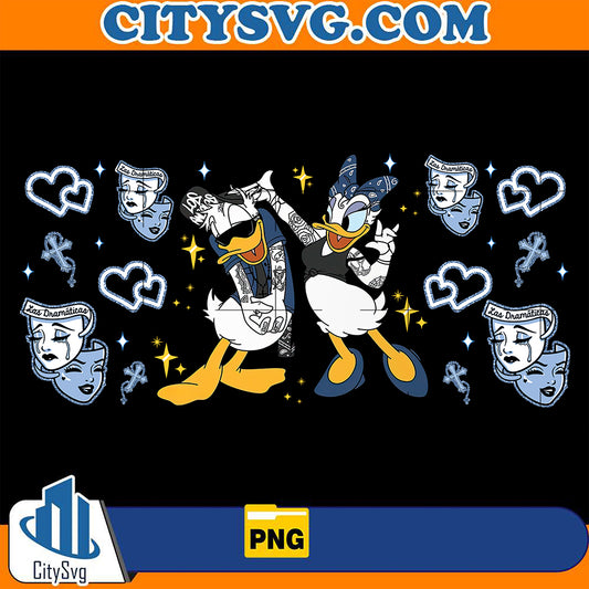 ChicanoCholoCartoonDonaldDuckCouple16ozGlassCanPng