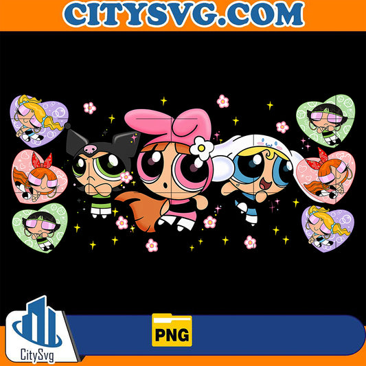 ChicanoCholoCartoonPowerpuffGirlsCouple16ozGlassCanValentinePng