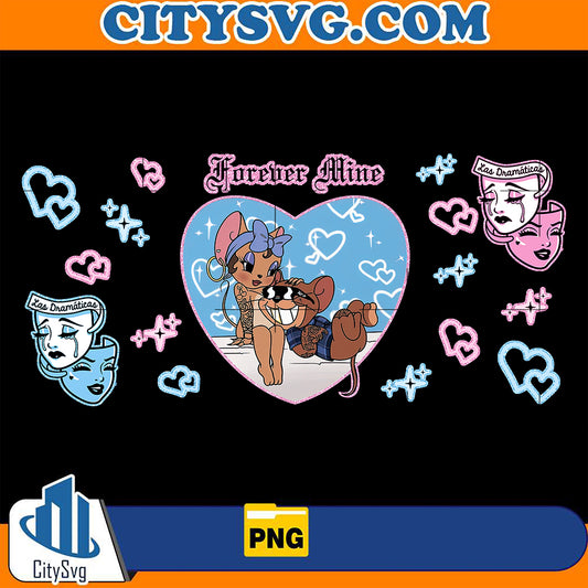 ChicanoForeverMineCholoCartoonTomAndJerryCouple16ozGlassCanValentinePng_2