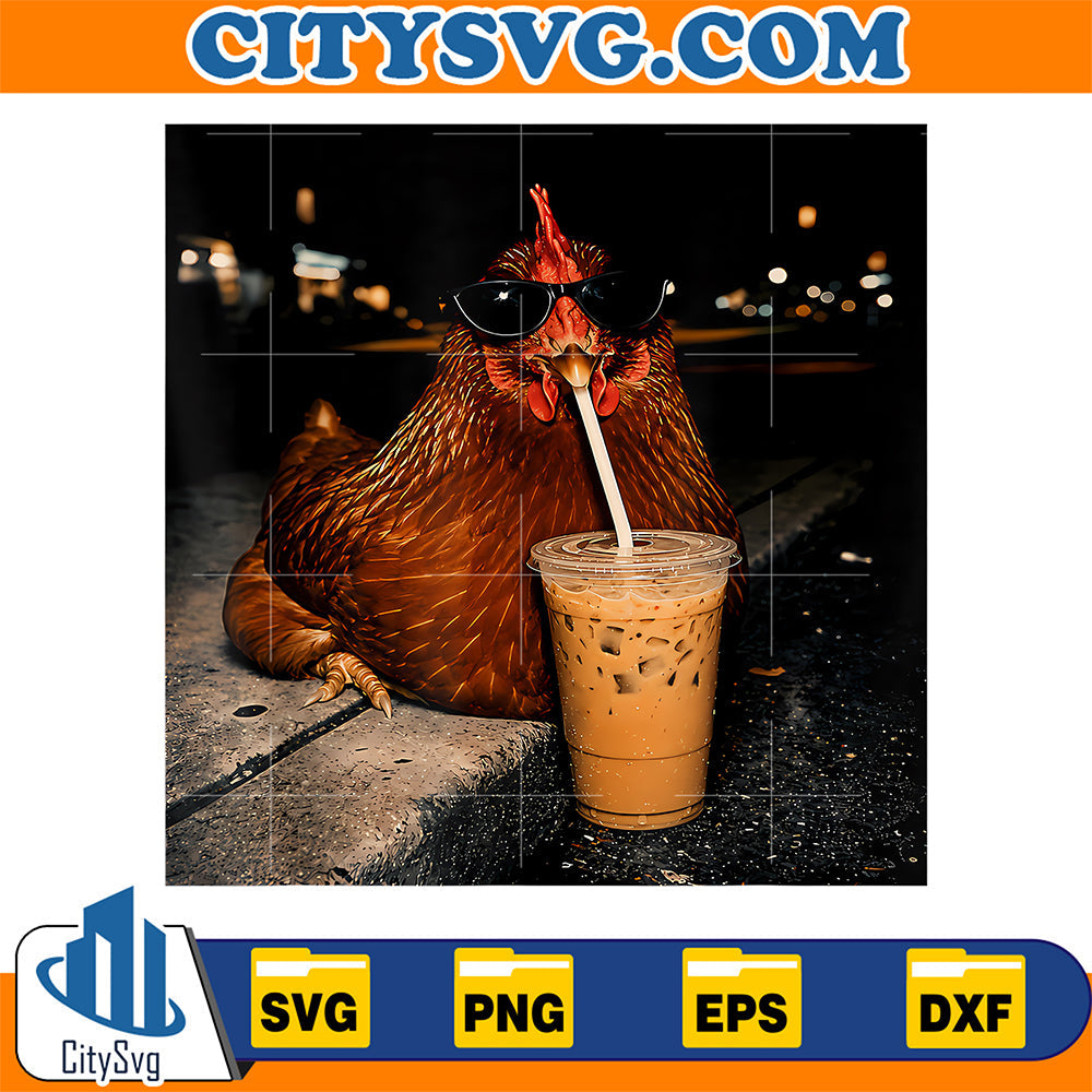 Chicken-Drinking-Iced-Coffee-Funny-Chicken-Svg
