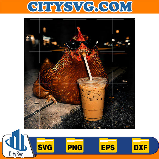 Chicken-Drinking-Iced-Coffee-Funny-Chicken-Svg