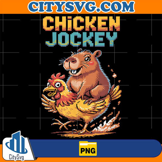Chicken-Jockey-Capybara-Lovers-Pixel-Art-Gamer-Png