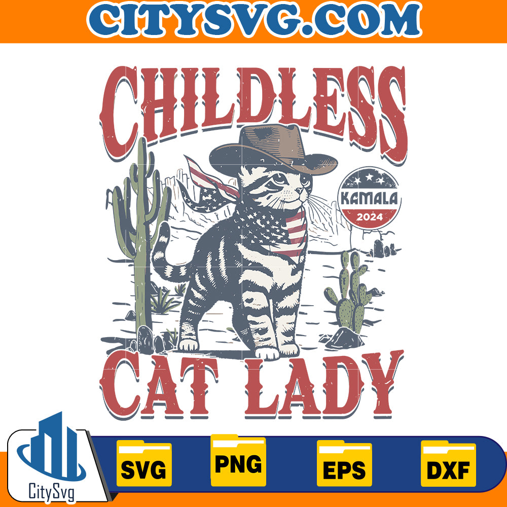 Childless Cat Lady For Kamala Svg