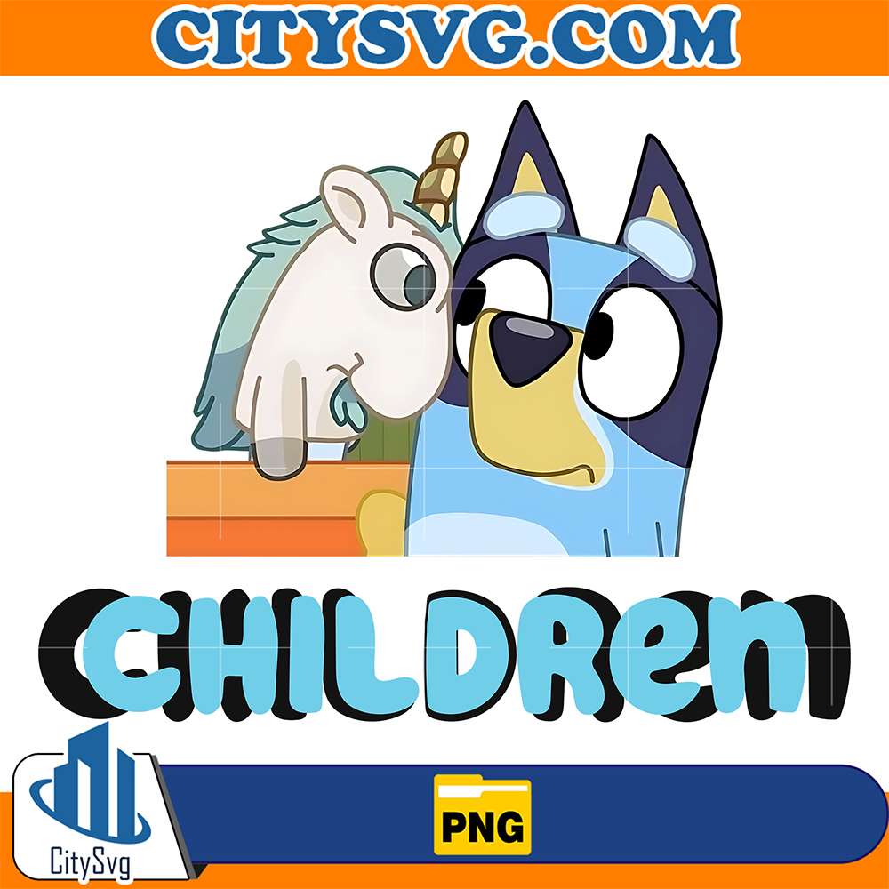 Children-Bluey-Dog-And-Unicorse-Png